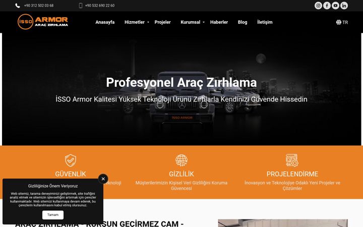 Screenshot of issoarmor.com