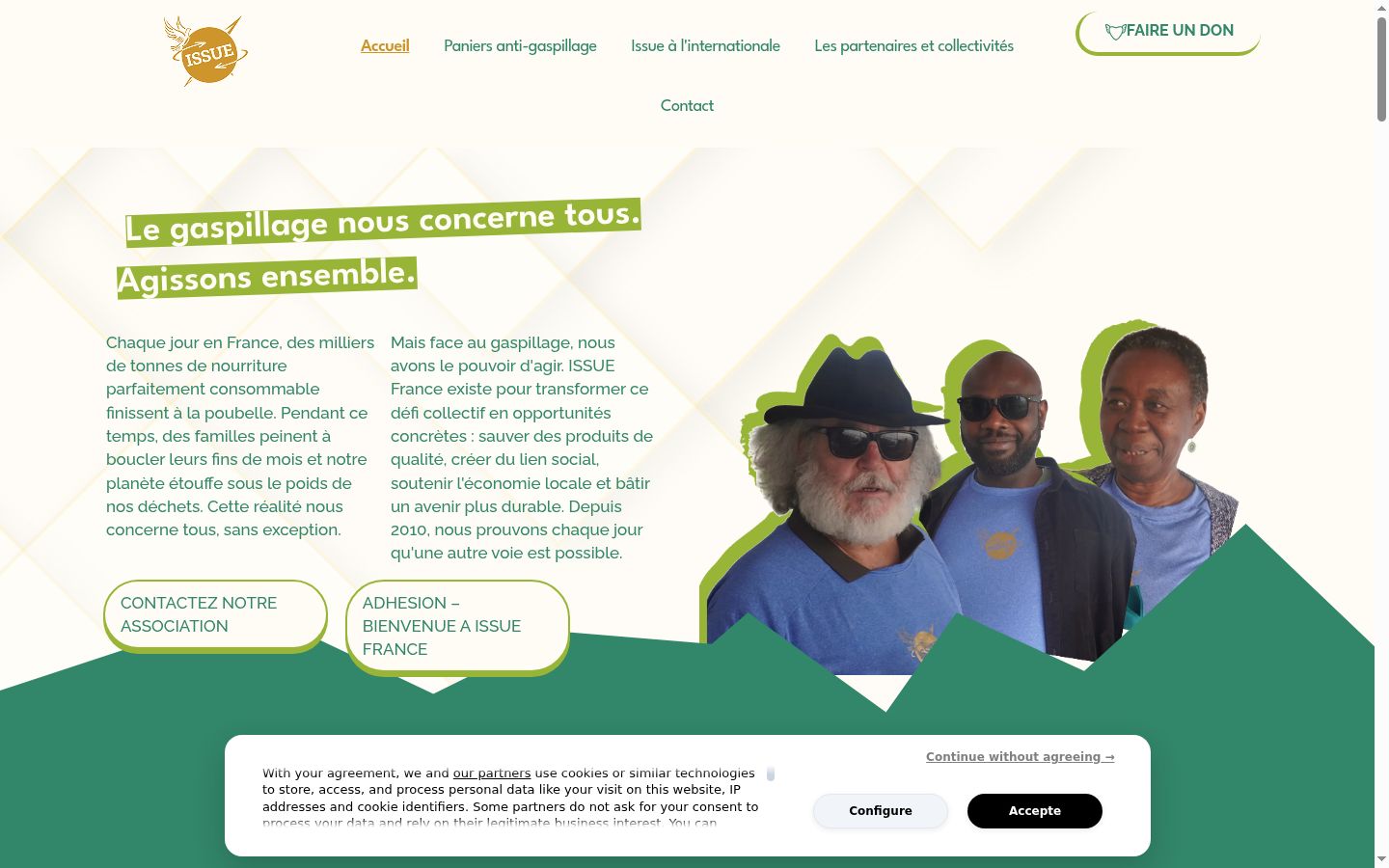 Captura de ecrã do banner de consentimento apresentado antes de qualquer interação