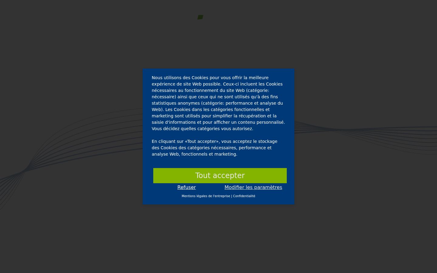 Screenshot del banner di consenso mostrato prima di qualsiasi interazione