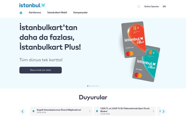 Screenshot of istanbulkart.istanbul