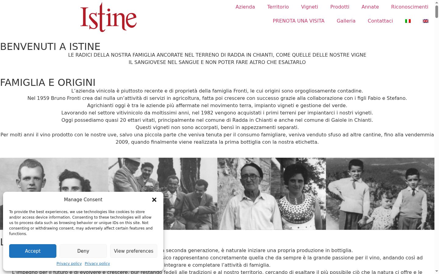 Captura de ecrã do banner de consentimento apresentado antes de qualquer interação