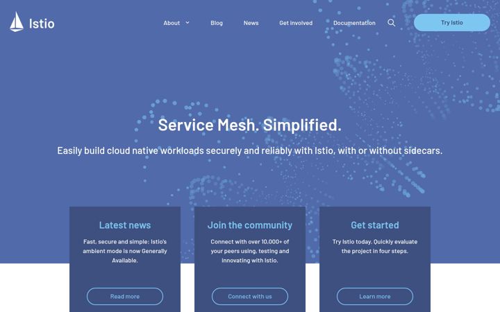 Screenshot of istio.io