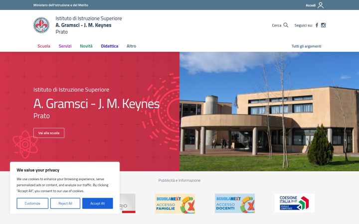 Screenshot of istitutogkprato.edu.it