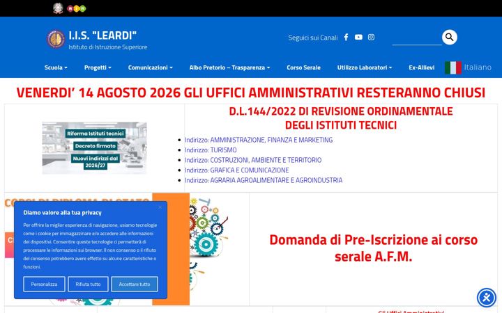Screenshot of istitutoleardi.edu.it