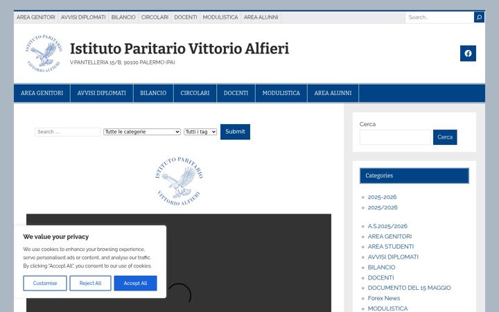 Screenshot of istitutoparitariovittorioalfieripalermo.it
