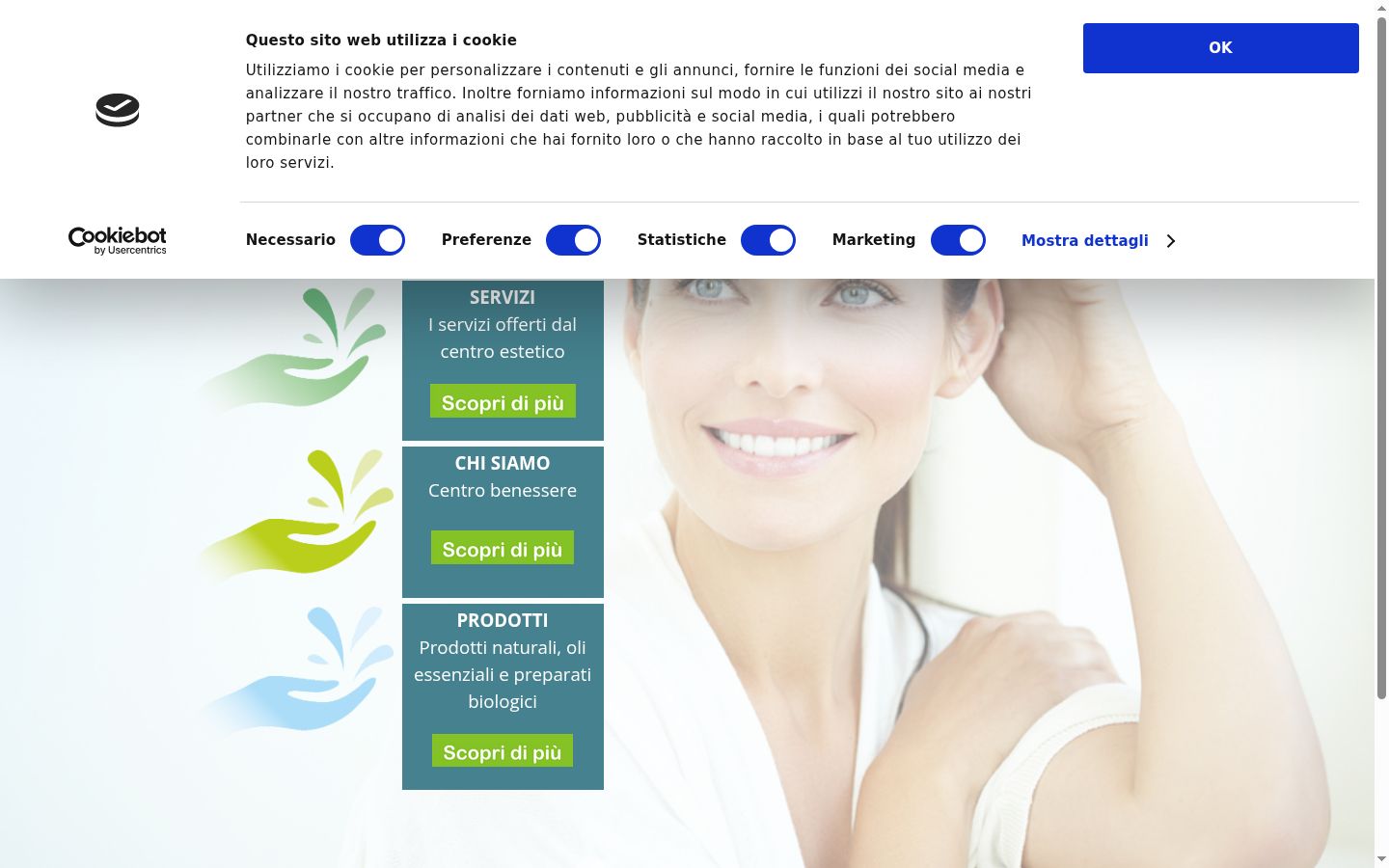 Screenshot del banner di consenso mostrato prima di qualsiasi interazione