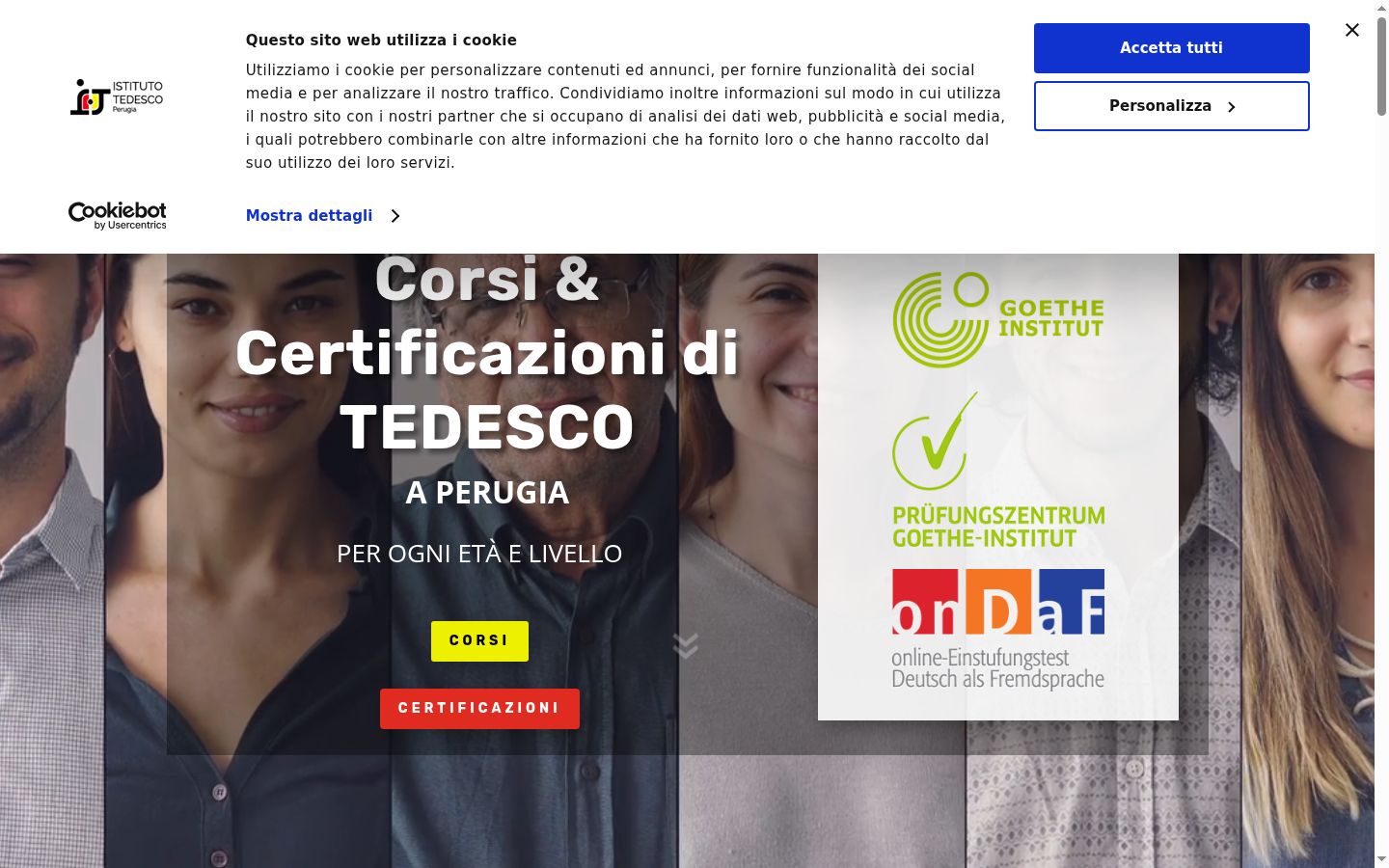 Screenshot del banner di consenso mostrato prima di qualsiasi interazione