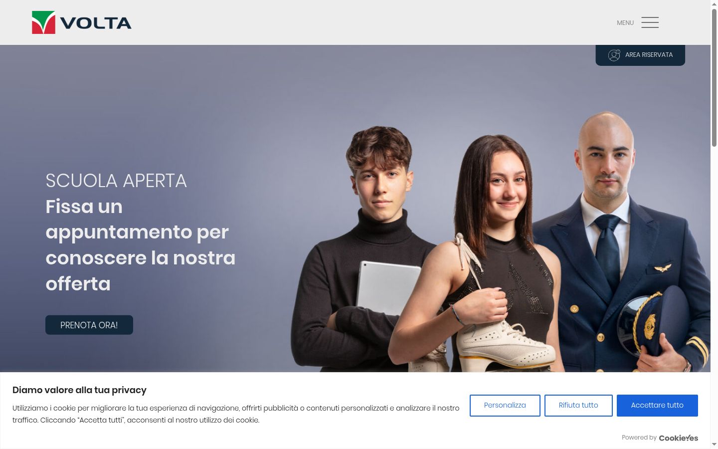 Screenshot del banner di consenso mostrato prima di qualsiasi interazione