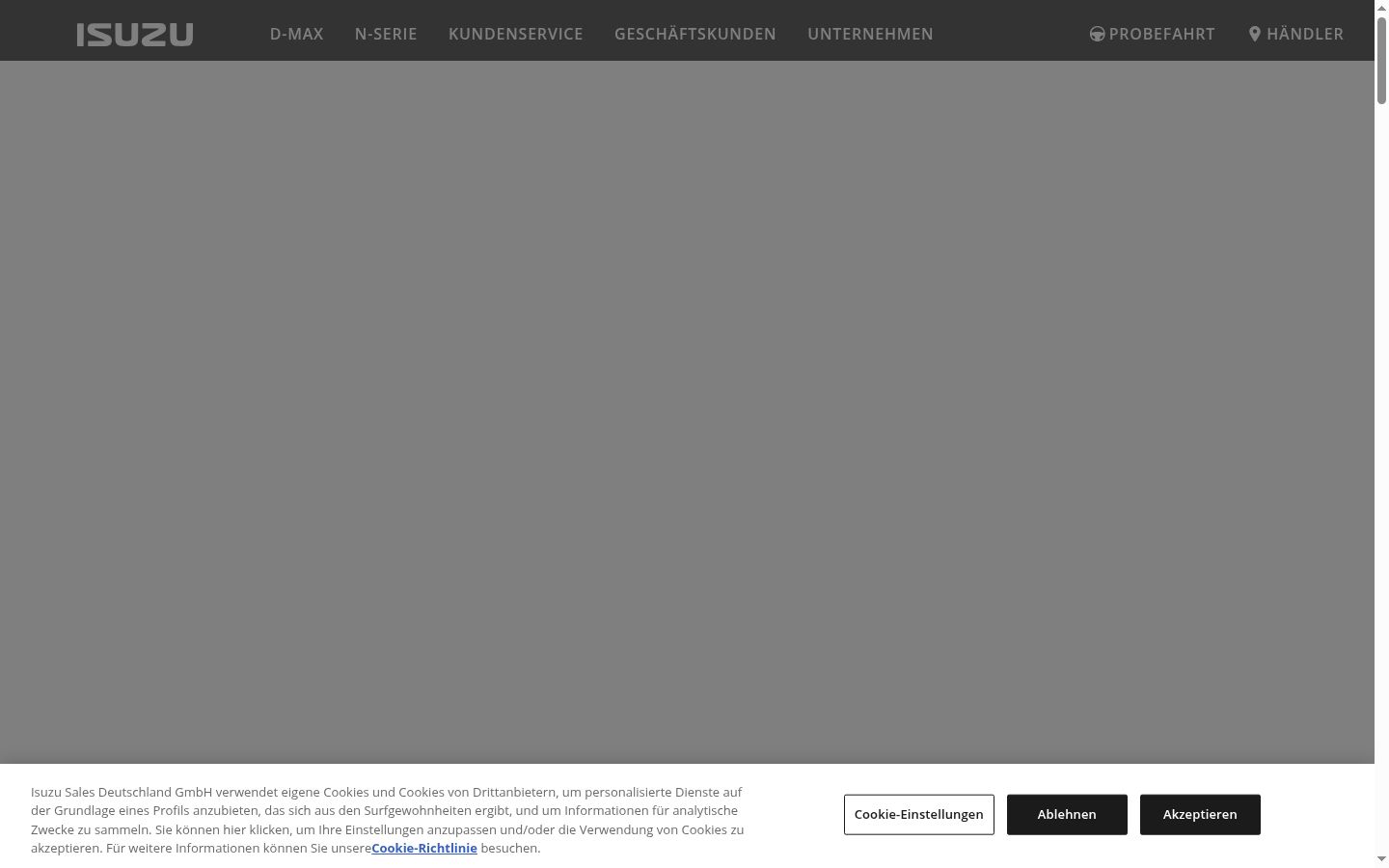 Screenshot des Einwilligungsbanners vor jeglicher Interaktion