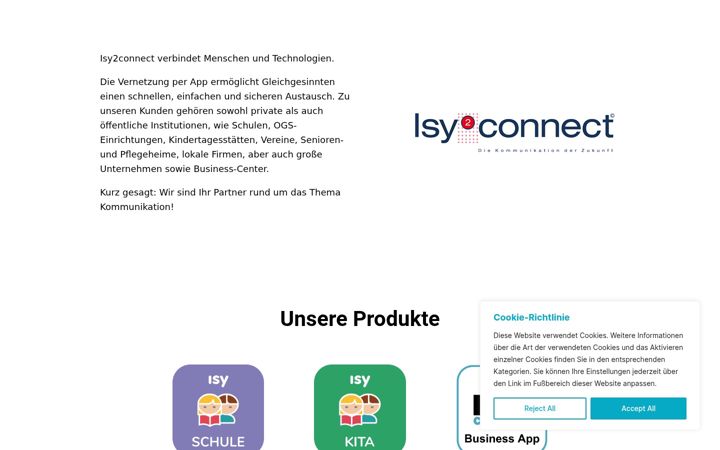 Screenshot of isy2connect.de