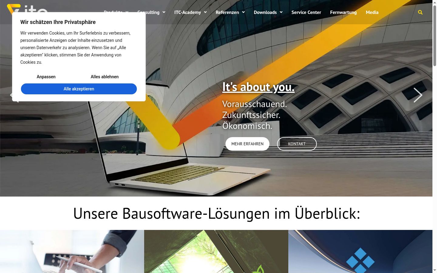 Screenshot des Einwilligungsbanners vor jeglicher Interaktion