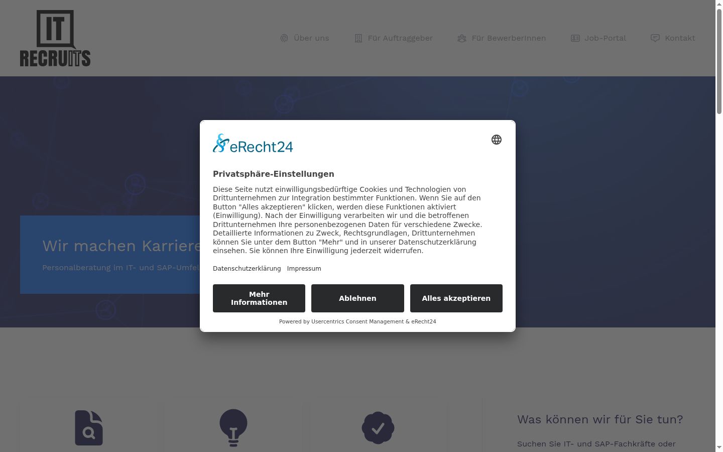 Screenshot del banner di consenso mostrato prima di qualsiasi interazione
