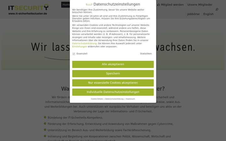 Screenshot of it-sicherheitscluster.de
