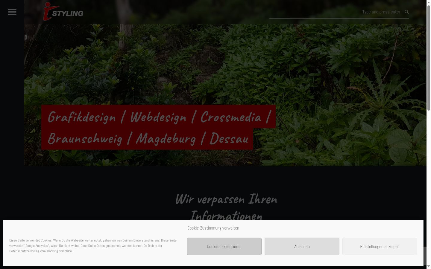 Screenshot of the consent banner shown before any interaction