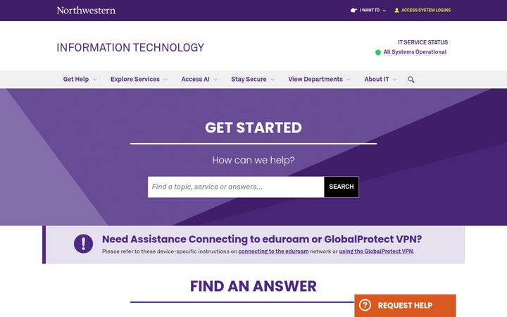 Екранна снимка на it.northwestern.edu
