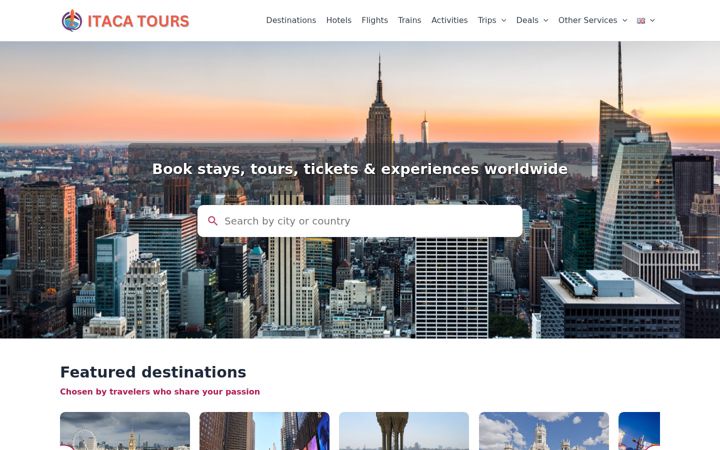 Screenshot of itacatours.com