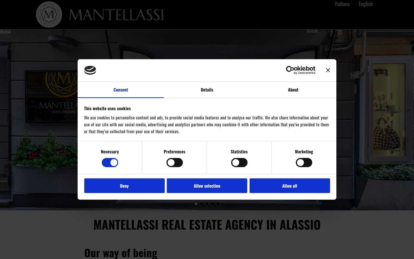 Screenshot van de toestemmingsbanner zoals getoond vóór enige interactie