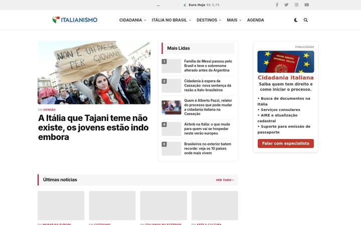Screenshot of italianismo.com.br