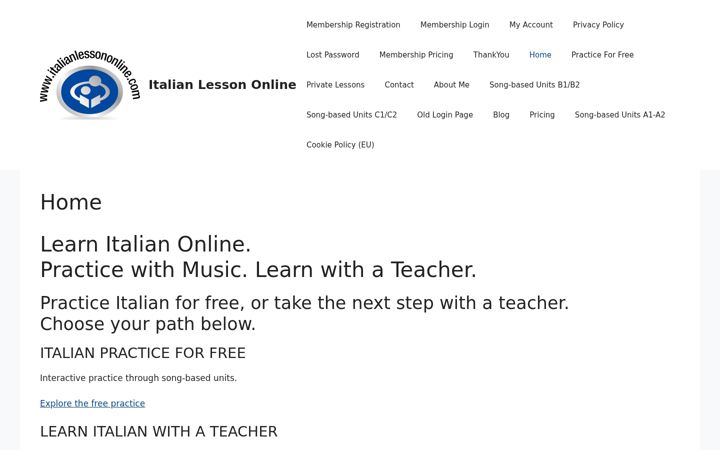 Screenshot of italianlessononline.com