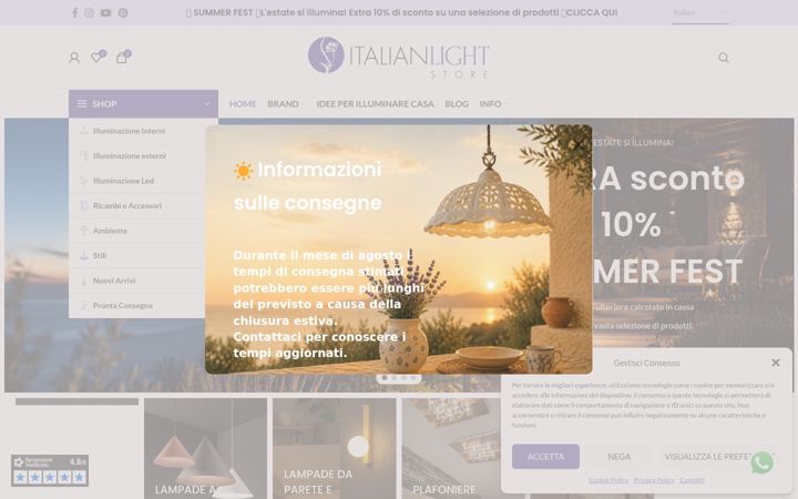Screenshot of italianlightstore.com