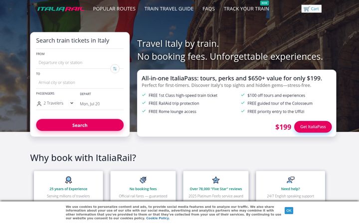 Screenshot of italiarail.com