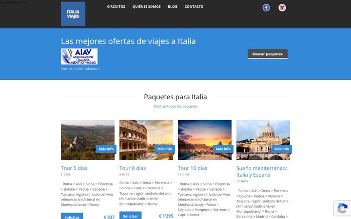 Screenshot of italiaviajes.com
