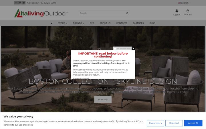 Screenshot of italivingoutdoor.com