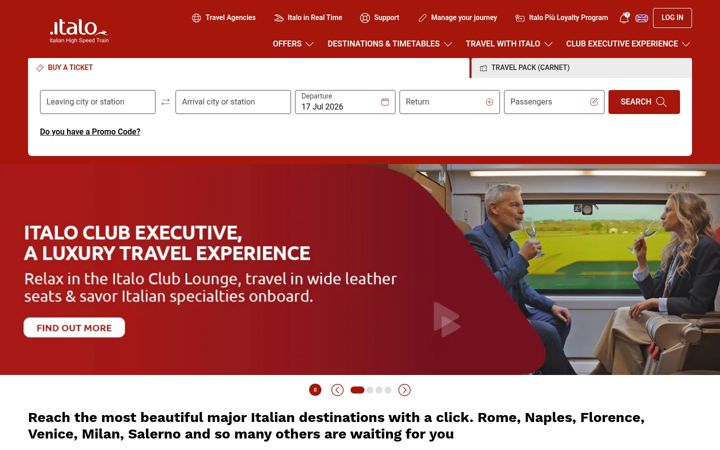 Screenshot of italotreno.com