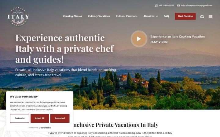 Screenshot of italyculinaryvacations.com
