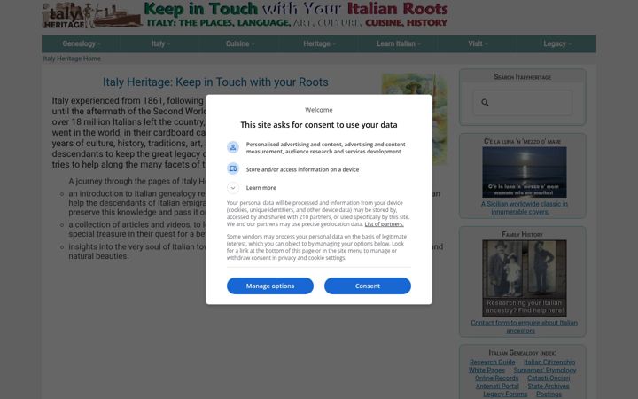 Screenshot of italyheritage.com