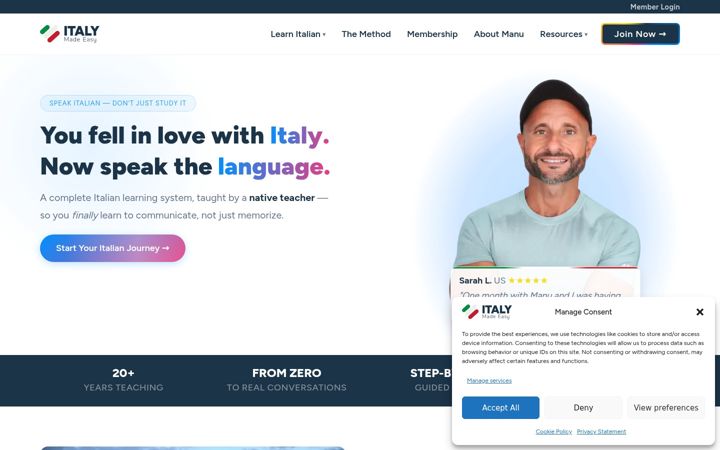 Screenshot of italymadeeasy.com