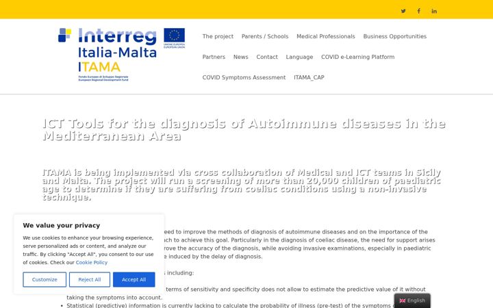 Screenshot of itamaproject.eu