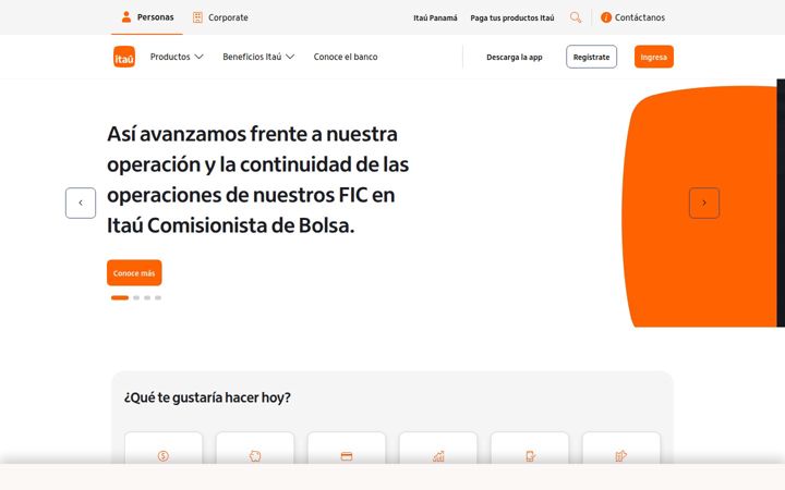 Captură de ecran a itau.co