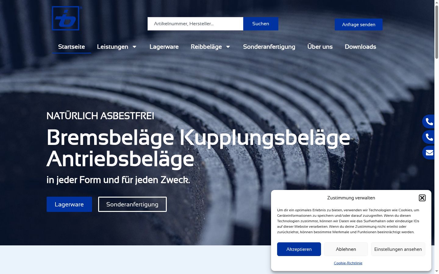 Screenshot des Einwilligungsbanners vor jeglicher Interaktion