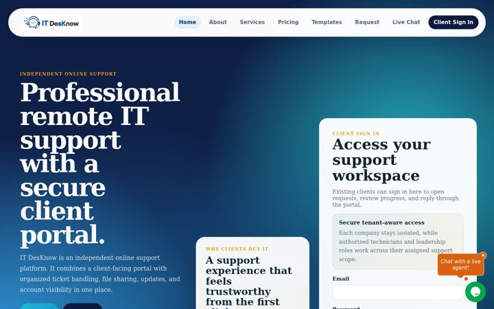 Screenshot of itdesknow.com