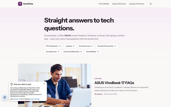 Screenshot of itechfaqs.com