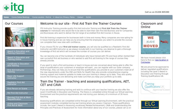 Screenshot of itg-first-aid.com