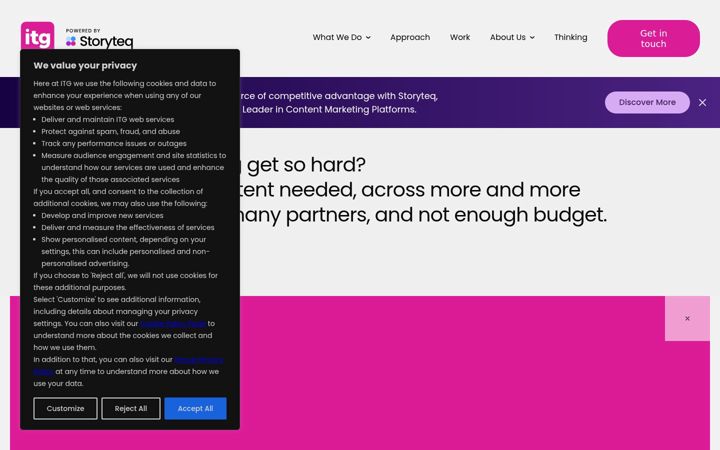 Screenshot of itg.co.uk