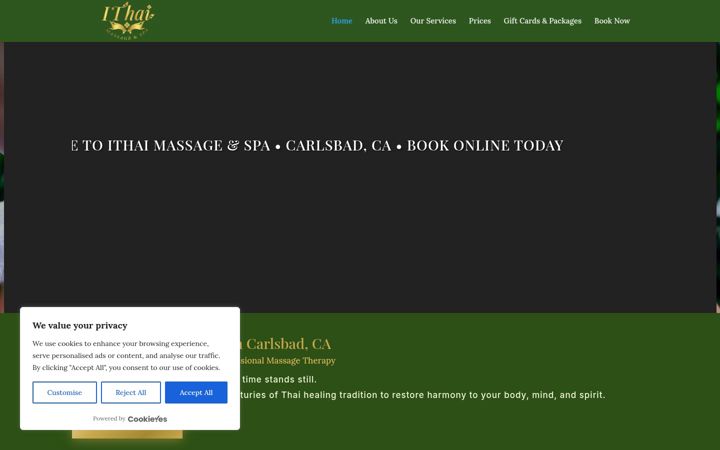 Screenshot of ithaimassageandspa.com