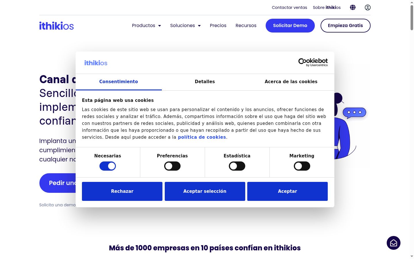 Screenshot tal-banner tal-kunsens muri qabel kwalunkwe interazzjoni