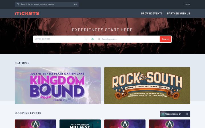Screenshot of itickets.com