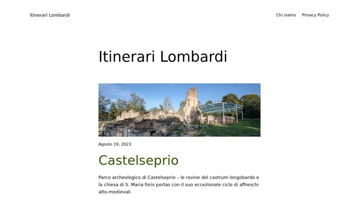 Screenshot of itinerarilombardi.it