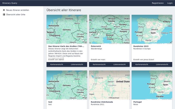 Screenshot of itinerary-query.de