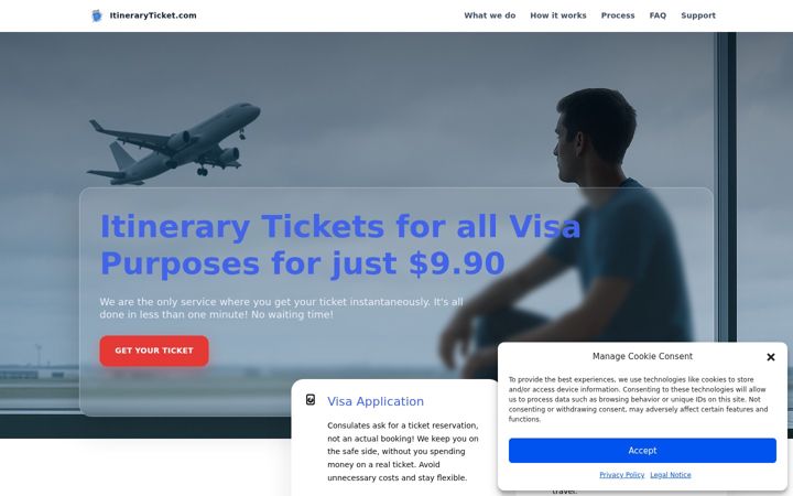 Screenshot of itineraryticket.com