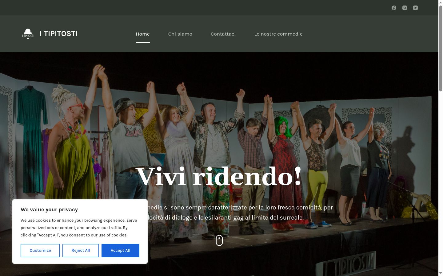 Screenshot del banner di consenso mostrato prima di qualsiasi interazione