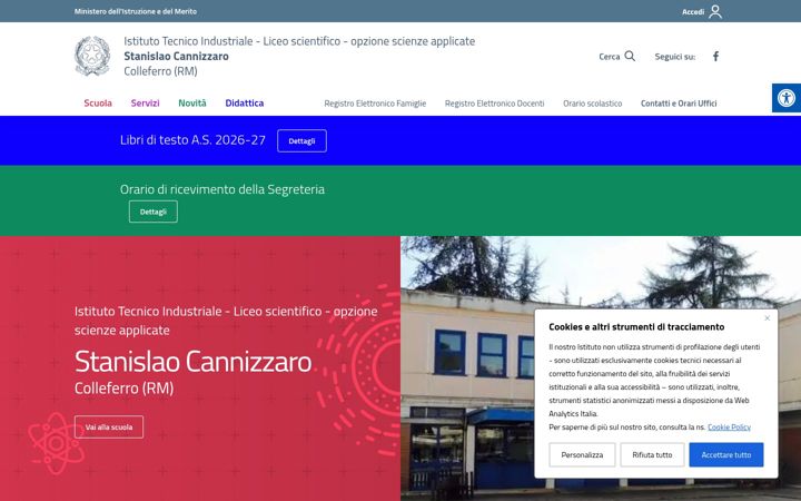 Screenshot of itiscannizzarocolleferro.edu.it