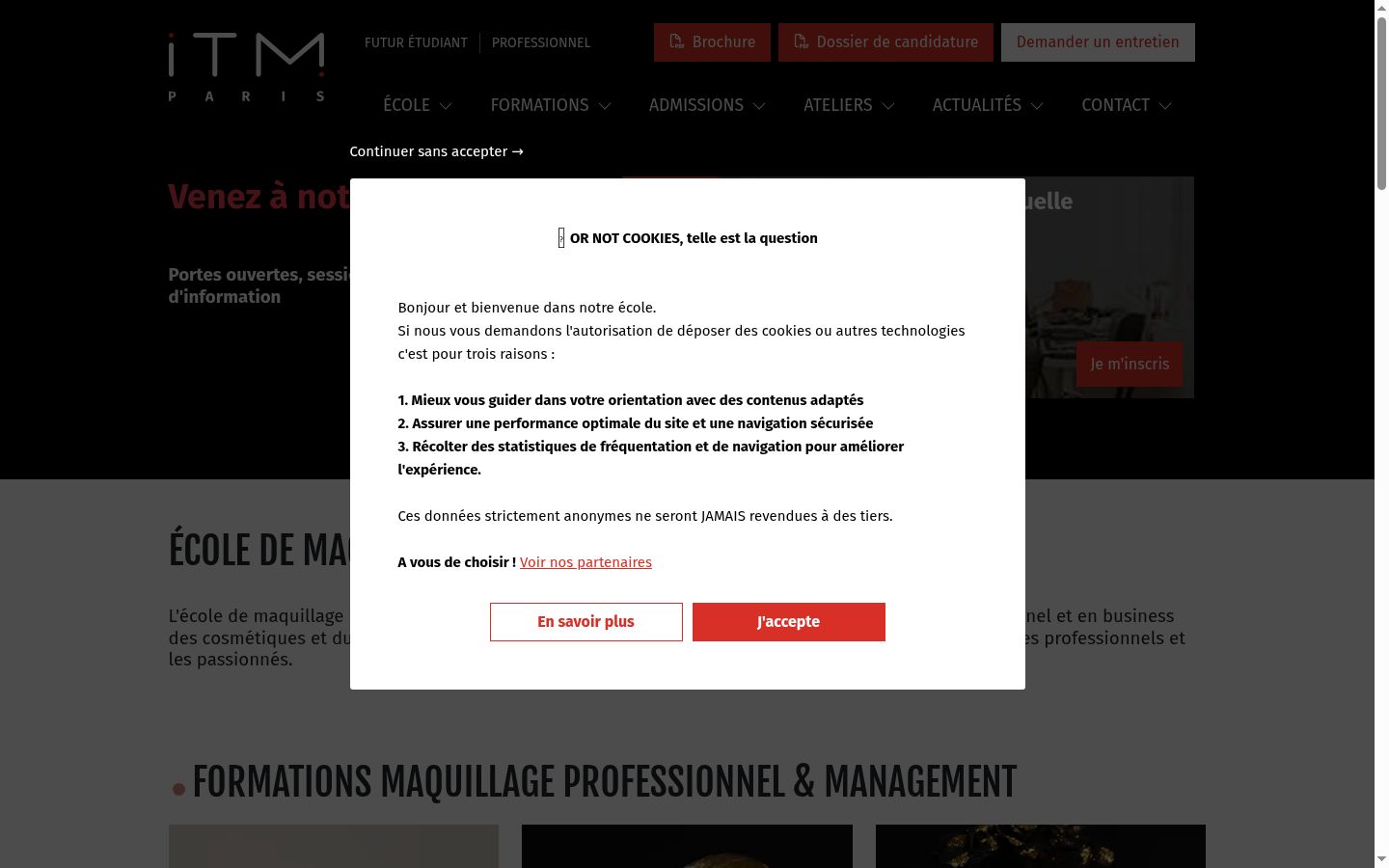 Screenshot des Einwilligungsbanners vor jeglicher Interaktion