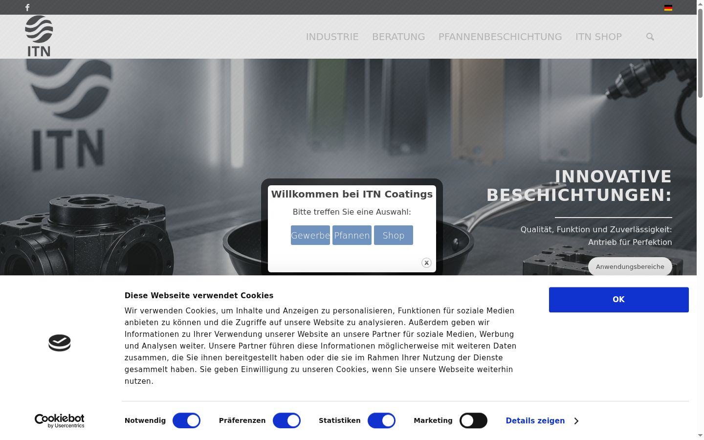 Screenshot of the consent banner shown before any interaction