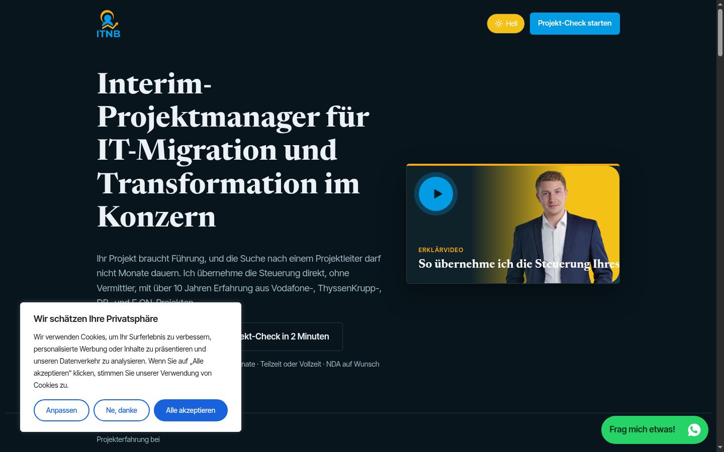 Screenshot del banner di consenso mostrato prima di qualsiasi interazione