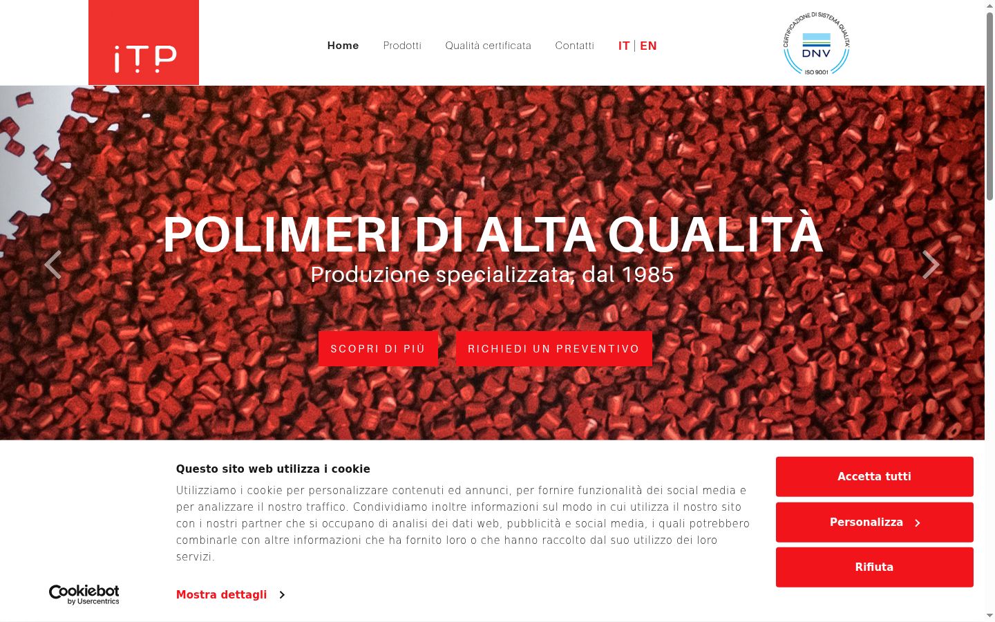 Screenshot del banner di consenso mostrato prima di qualsiasi interazione